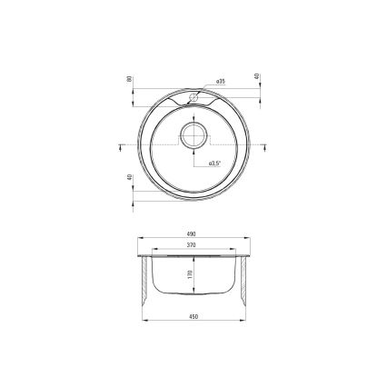Deante ZHC_0813 - Virtuves izlietne TWIST d. 49 cm satīna