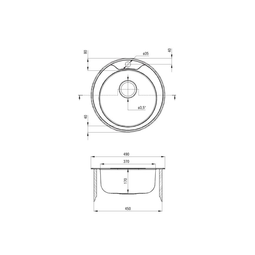 Deante ZHC_0813 - Virtuves izlietne TWIST d. 49 cm satīna