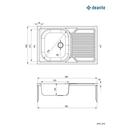 Deante ZM5_3110 - Virtuves izlietne TANGO 50x80 cm decor