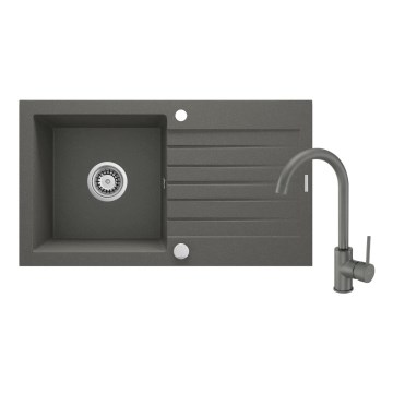 Deante ZQZVT113 - Virtuves izlietne ZORBA 76x44 cm + sink tap granīts/metālisks antracīta