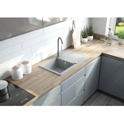 Deante ZQZVT113 - Virtuves izlietne ZORBA 76x44 cm + sink tap granīts/metālisks antracīta