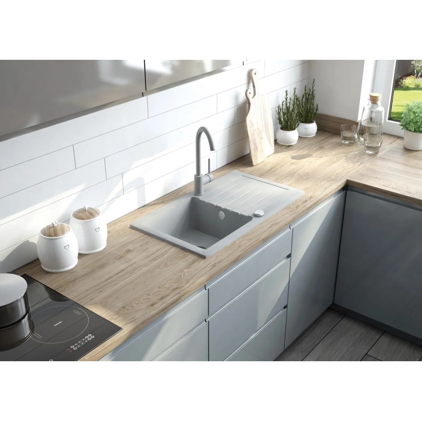 Deante ZQZVT113 - Virtuves izlietne ZORBA 76x44 cm + sink tap granīts/metālisks antracīta