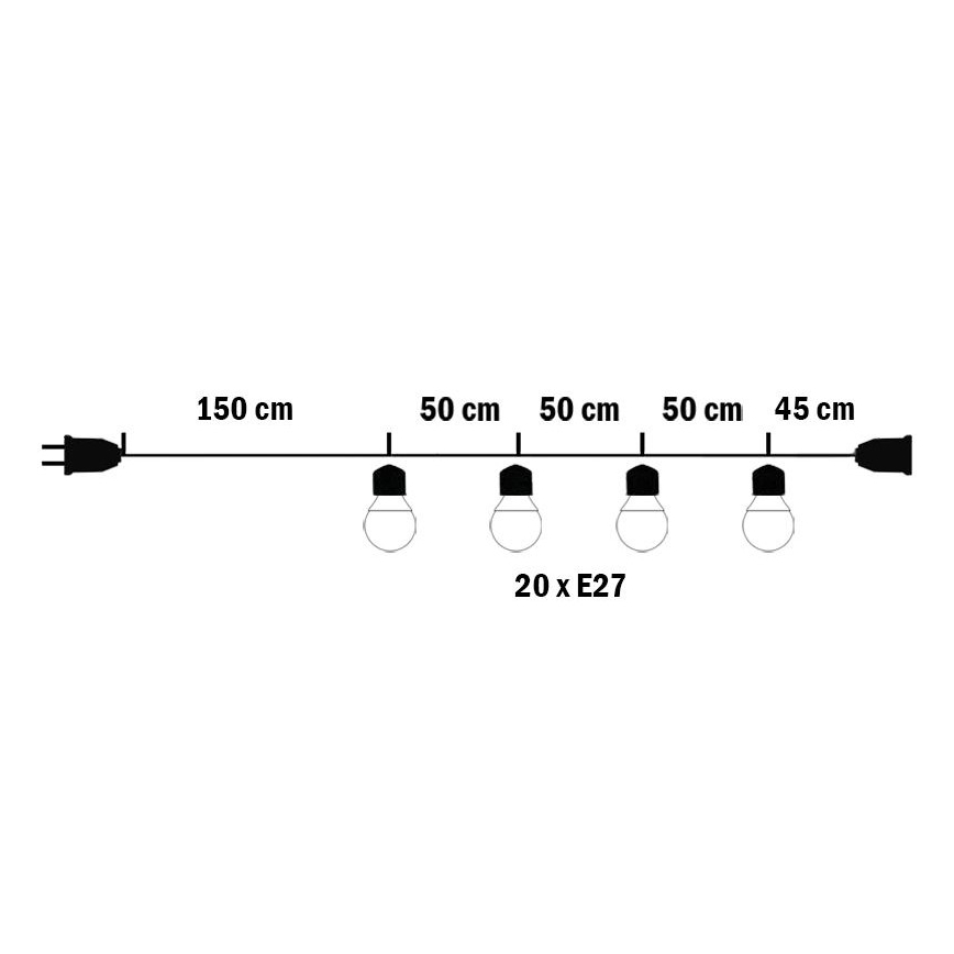 Dekoratīva āra virtene MIMOSA 20xE27/1,3W/230V IP44 10m