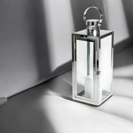 Dekoratīvā laterna, 49 cm, spīdīgs hroms