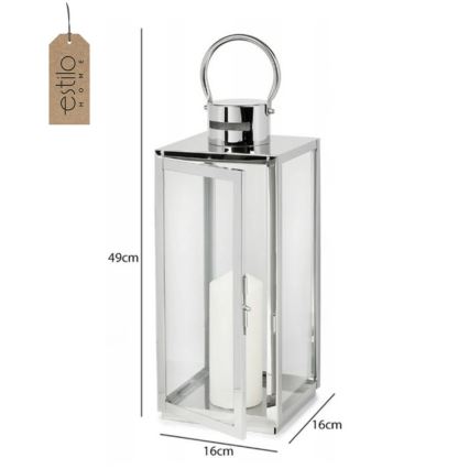 Dekoratīvā laterna, 49 cm, spīdīgs hroms