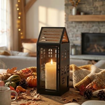 Dekoratīvā laterna HOME 34,5 cm melna/bēša
