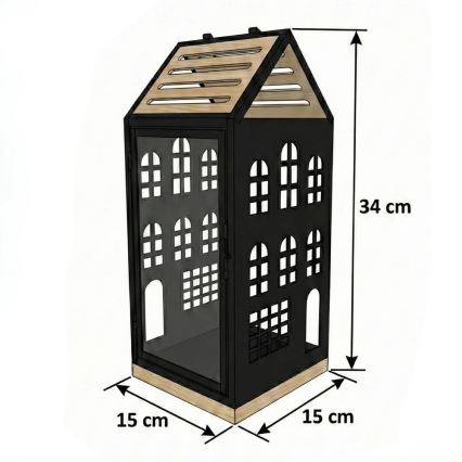 Dekoratīvā laterna HOME 34,5 cm melna/bēša