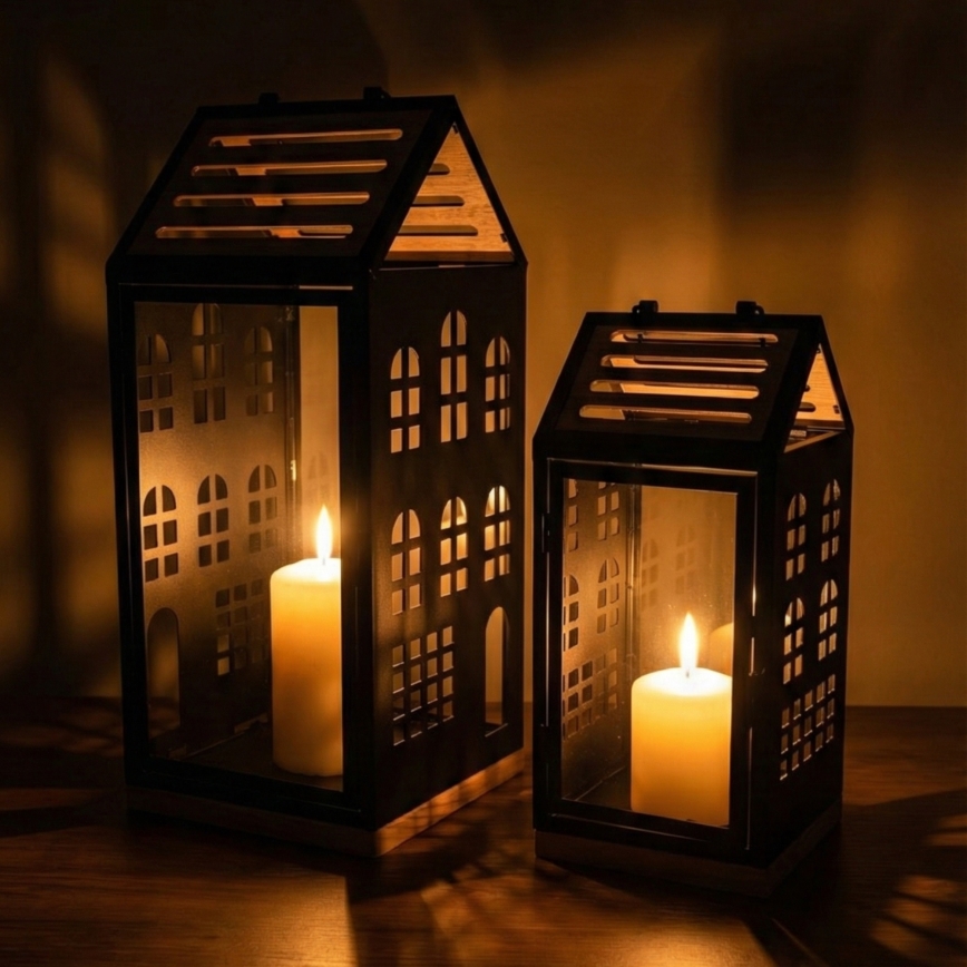 Dekoratīvā laterna HOME 47,5 cm melna/bēša