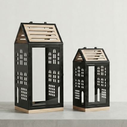 Dekoratīvā laterna HOME 47,5 cm melna/bēša