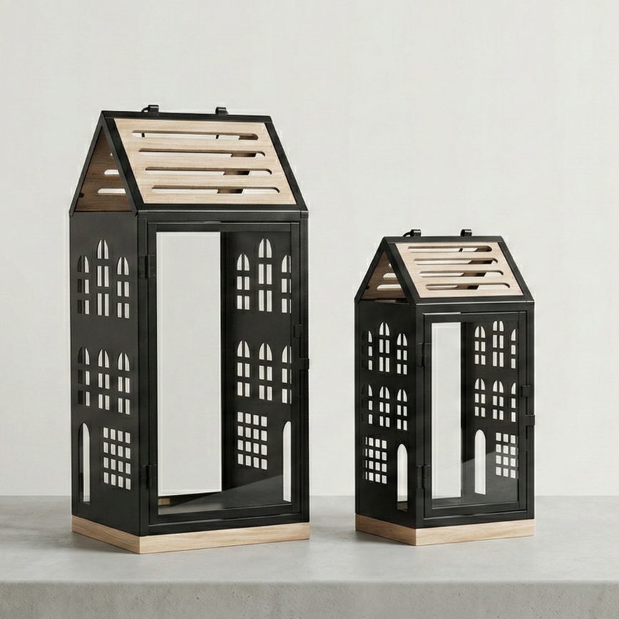 Dekoratīvā laterna HOME 47,5 cm melna/bēša