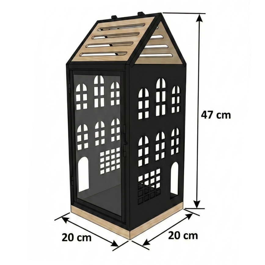 Dekoratīvā laterna HOME 47,5 cm melna/bēša