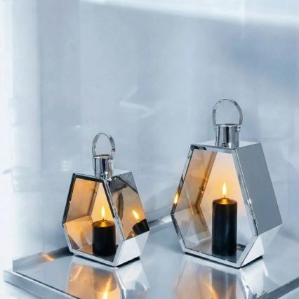 Dekoratīva laterna PALACE, 34 cm, spīdīga hroma apdare