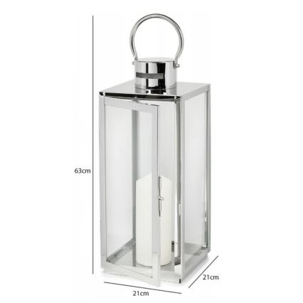 Dekoratīva laterna TOWER, 63 cm, spīdīgs hroms