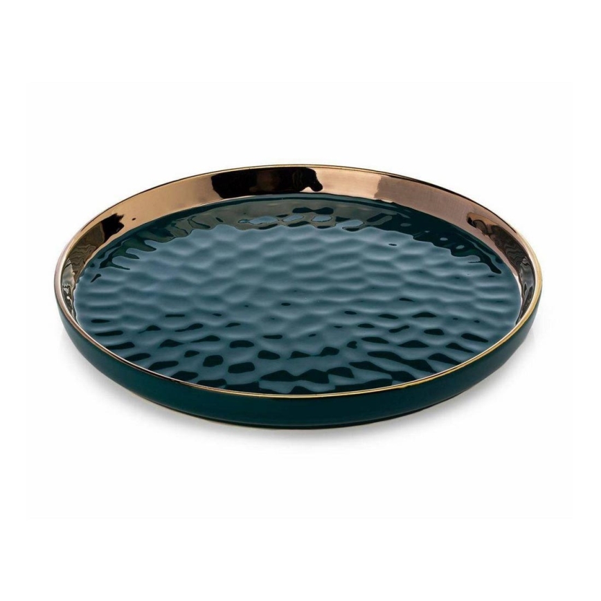 Dekoratīva paplāte LIJA 26 cm, zaļa/zelta