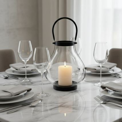 Dekoratīvs lukturis GLASSY 25 cm melns