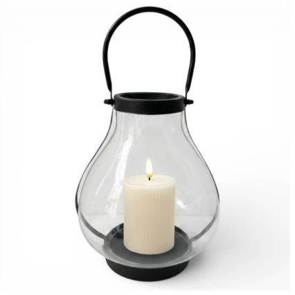 Dekoratīvs lukturis GLASSY 25 cm melns