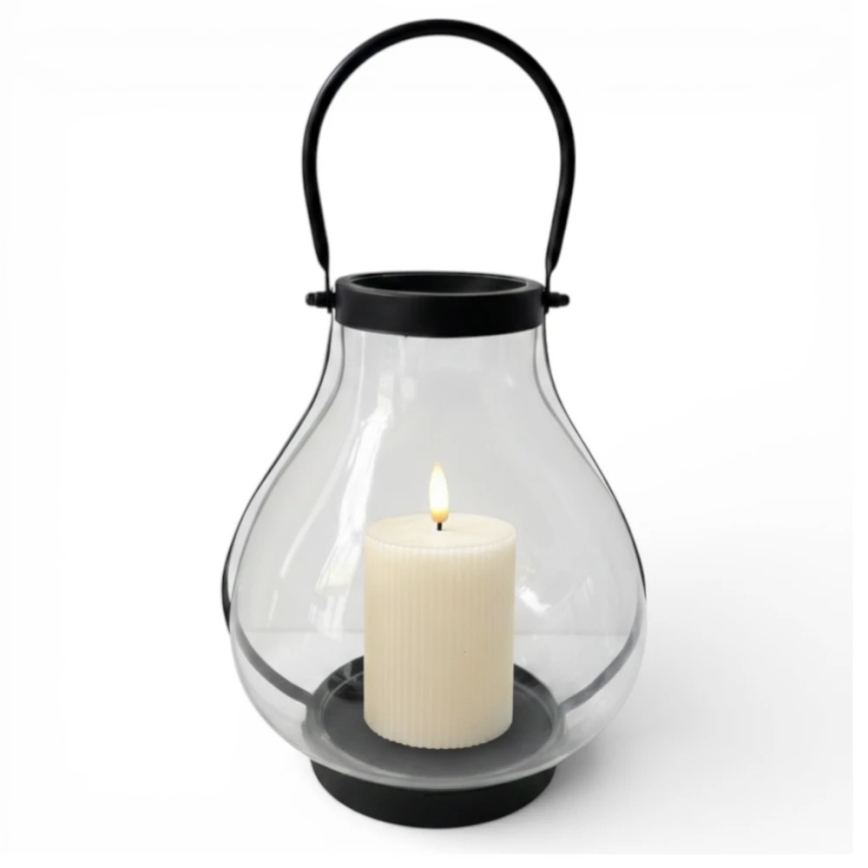 Dekoratīvs lukturis GLASSY 25 cm melns