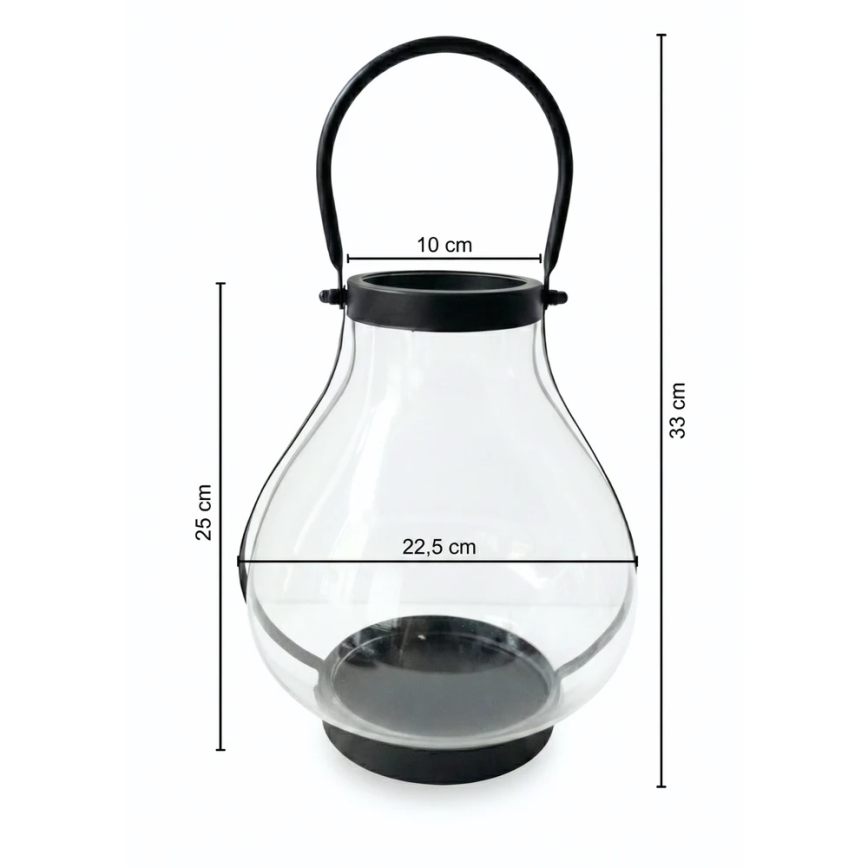 Dekoratīvs lukturis GLASSY 25 cm melns