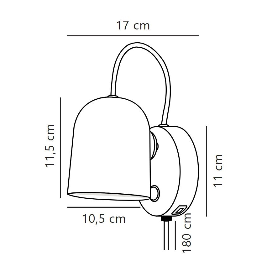 DFTP by Nordlux - Sienas starmetis ar USB portu ANGLE 1xGU10/25W/230V balta