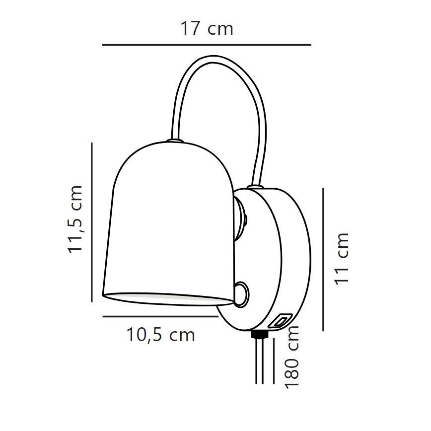 DFTP by Nordlux - Sienas starmetis ar USB port ANGLE 1xGU10/25W/230V melna