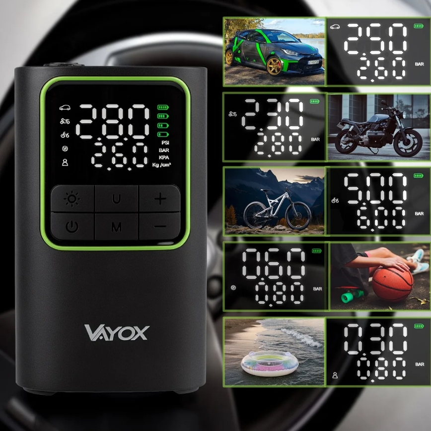 Digitālais kabatas gaisa kompresors 5 V 4000 mAh melns