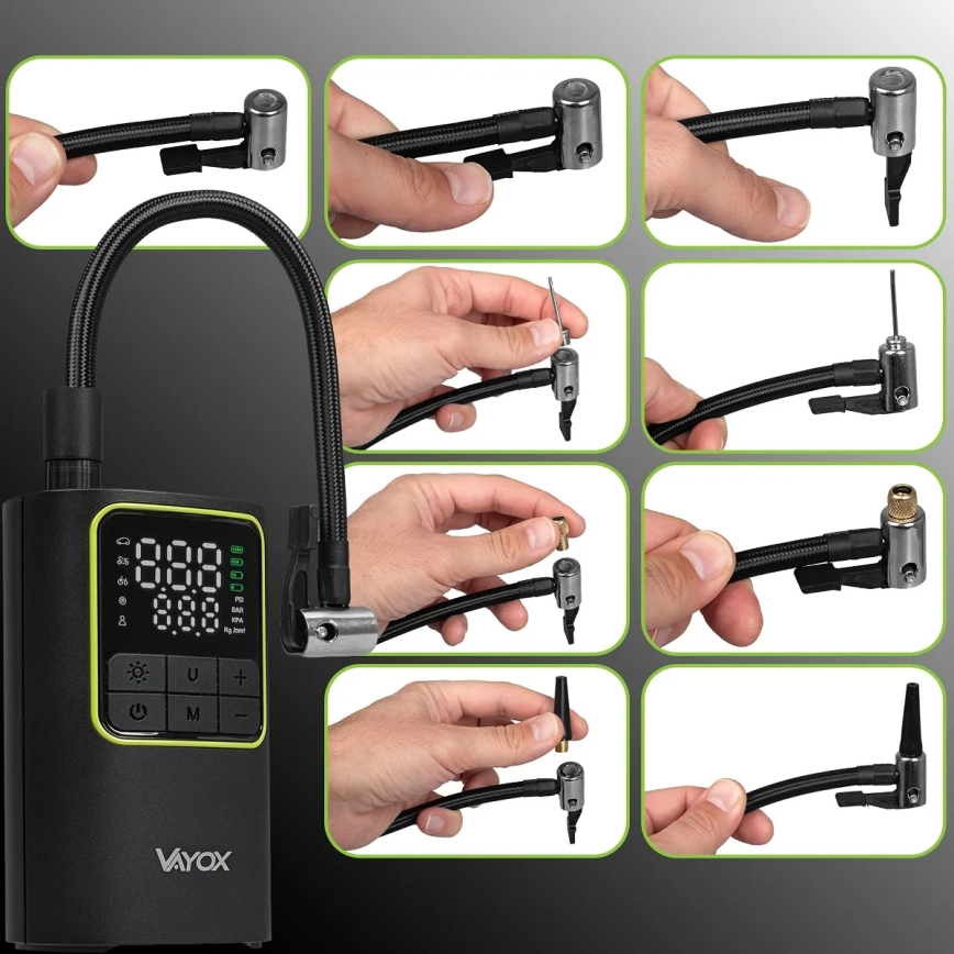 Digitālais kabatas gaisa kompresors 5 V 4000 mAh melns