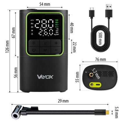 Digitālais kabatas gaisa kompresors 5 V 4000 mAh melns