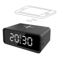 Digitālais pulkstenis ar Qi bezvadu lādētāju 230V/CR2032 melns