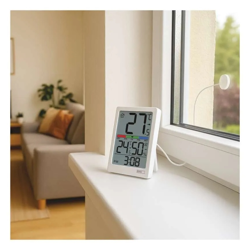 Digitālais termometrs ar higrometru 2xAAA, balts