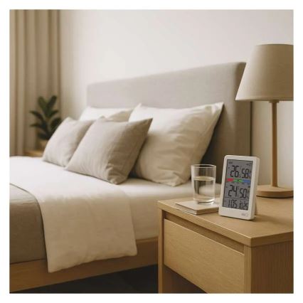 Digitālais termometrs ar higrometru 2xAAA, balts