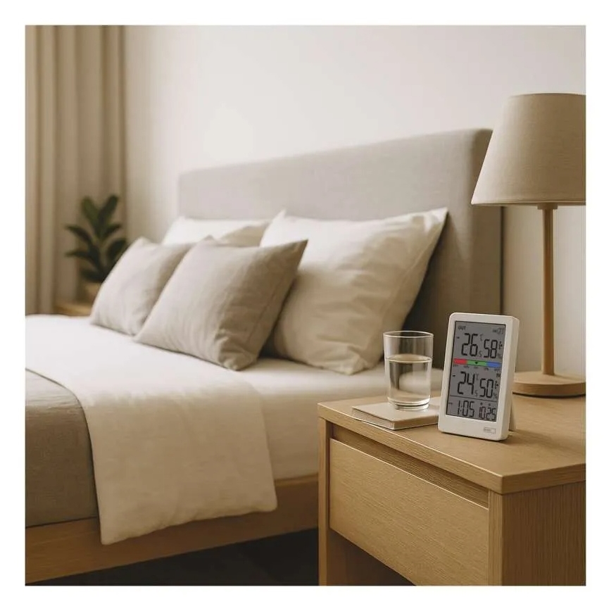 Digitālais termometrs ar higrometru 2xAAA, balts