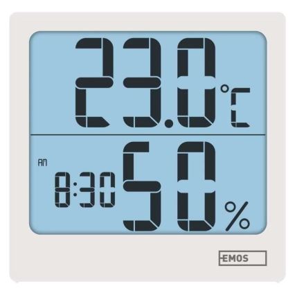 Digitālais termometrs ar higrometru, darbināms ar 1xAA bateriju, balts