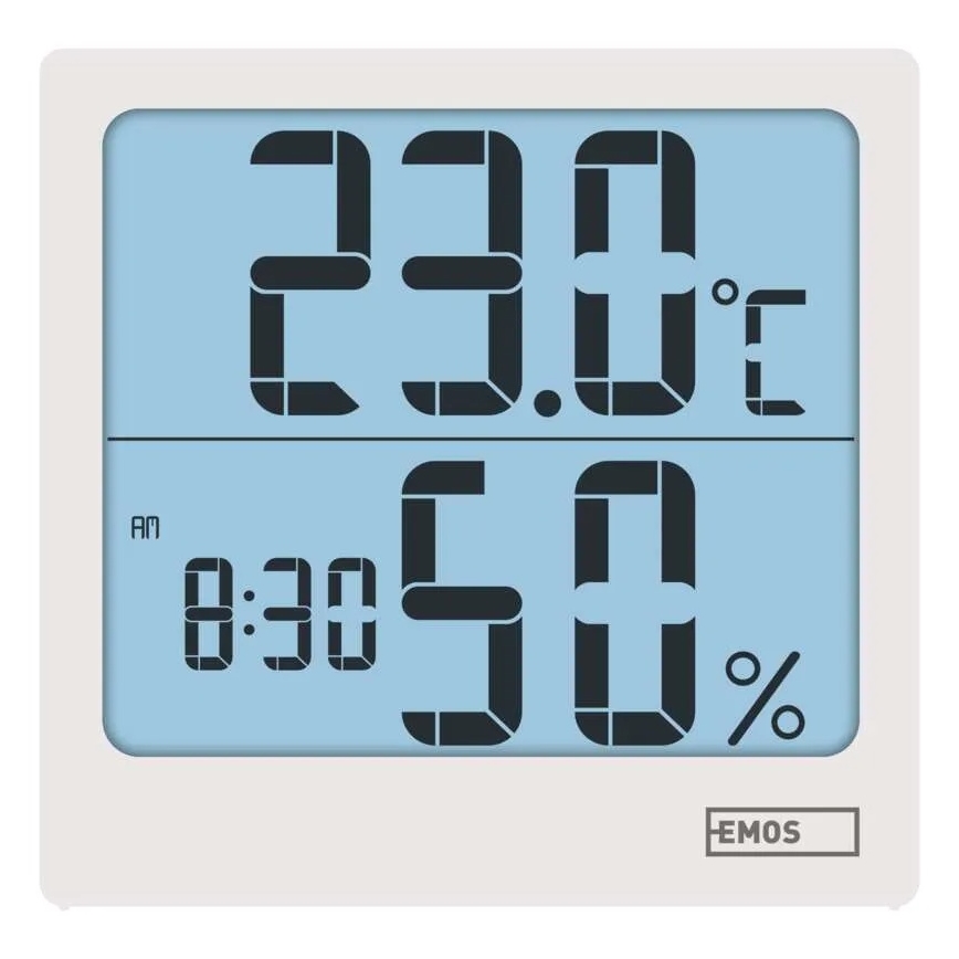 Digitālais termometrs ar higrometru, darbināms ar 1xAA bateriju, balts