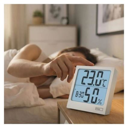 Digitālais termometrs ar mitruma mērītāju 1xAA balts