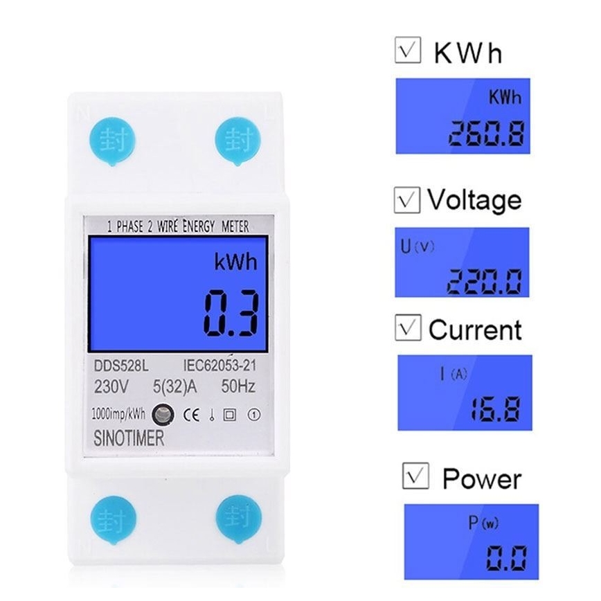 Digitālais vienfāzes elektroenerģijas skaitītājs DIN sliedēm DDS528L