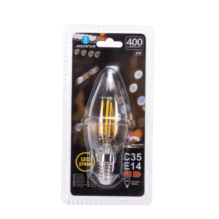 Dimējama LED spuldze FILAMENT C35 E14/4W/230V 2700K - Aigostar