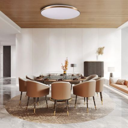 LED griestu gaismeklis ar regulējamu spilgtumu KERN LED/100W/230V 3000/4000/6000K Ø 100 cm zelta + tālvadības pults