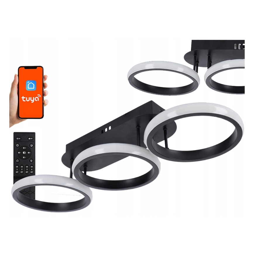 Dimmējams LED griestu gaismeklis LED/30W/230V 3000-6500K melns Wi-Fi Tuya + tālvadības pults