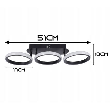Dimmējams LED griestu gaismeklis LED/30W/230V 3000-6500K melns Wi-Fi Tuya + tālvadības pults