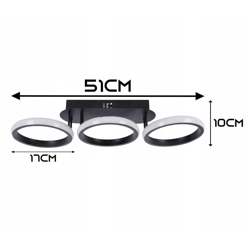 Dimmējams LED griestu gaismeklis LED/30W/230V 3000-6500K melns Wi-Fi Tuya + tālvadības pults