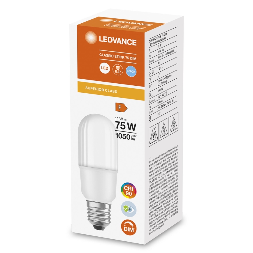 Dimerējama LED spuldze E27/11W/230V 6500K CRI 90 - Ledvance