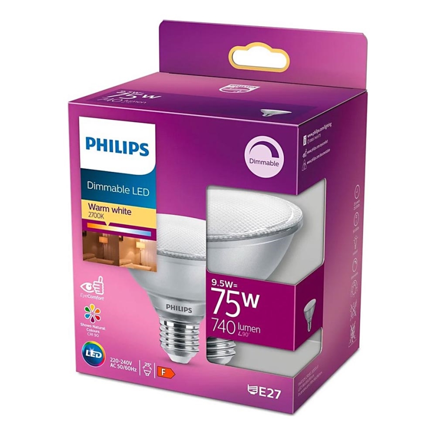 Dimmējamā LED spuldze Philips E27/9,5W/230V 2700K