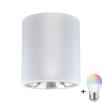 Диммерний світильник JUPITER 1xE27/6,5W/230V LED RGBW, кольорова температура 2700-6500K, Wi-Fi, діаметр 13 см, білий