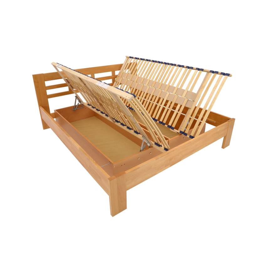 Divāngultas no masīvkoka ar uzglabāšanas vietu ANGELA 180x200 cm gaismas valnī