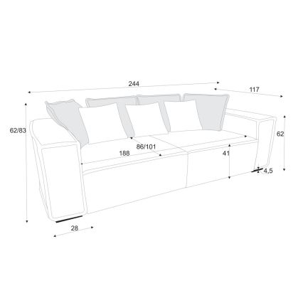 Dīvāns BOLZANO melns