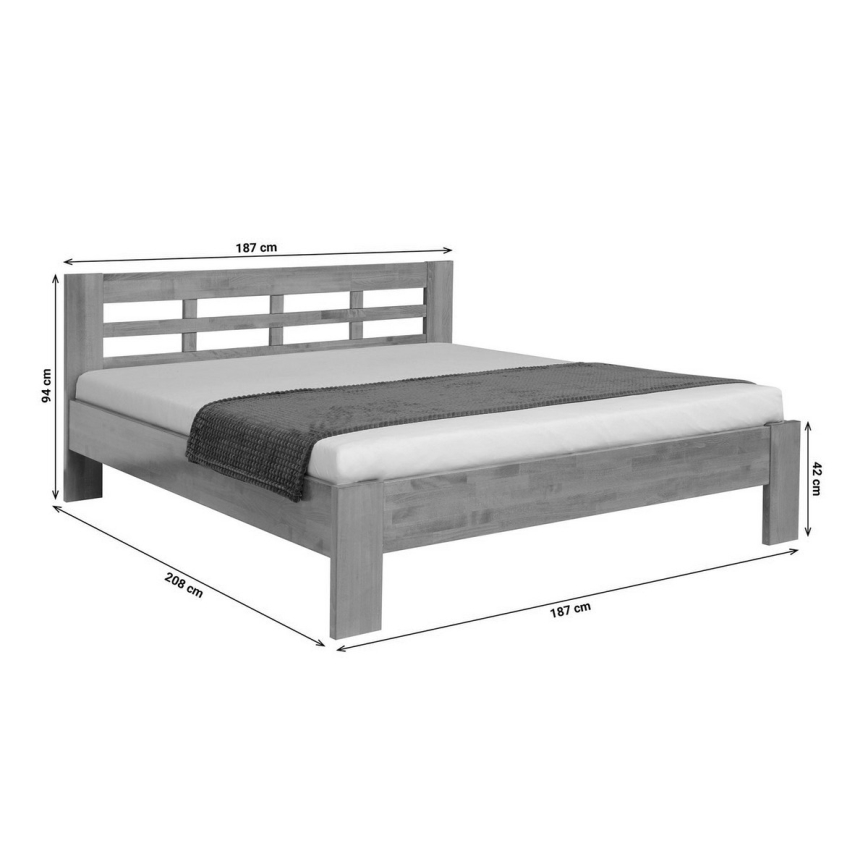Divguļamā gulta no masīvkoka ANGELA 180x200 cm gaišais valrieksts
