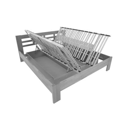 Divguļamā gulta no masīvkoka ar glabāšanas vietu ANGELA 180x200 cm kļava