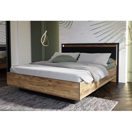 Divguļamā gulta OREN 160x200 cm ar uzglabāšanas nodalījumu, brūna/melna