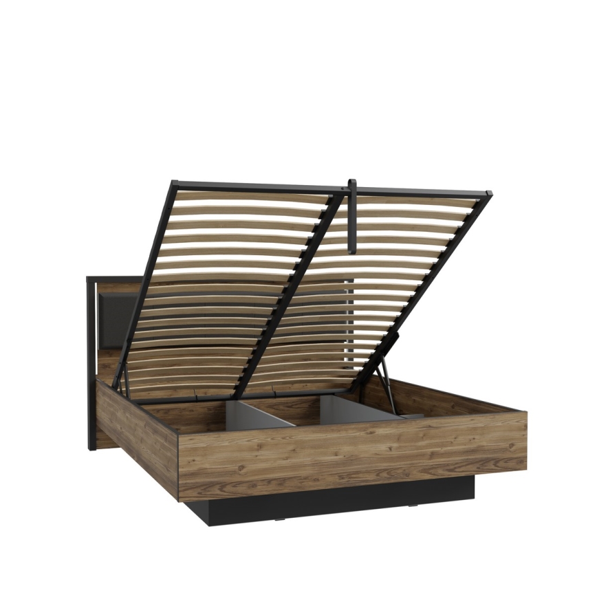 Divguļamā gulta OREN 160x200 cm ar uzglabāšanas nodalījumu, brūna/melna