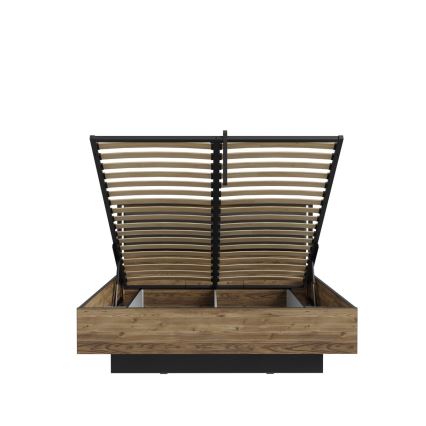 Divguļamā gulta OREN 160x200 cm ar uzglabāšanas nodalījumu, brūna/melna